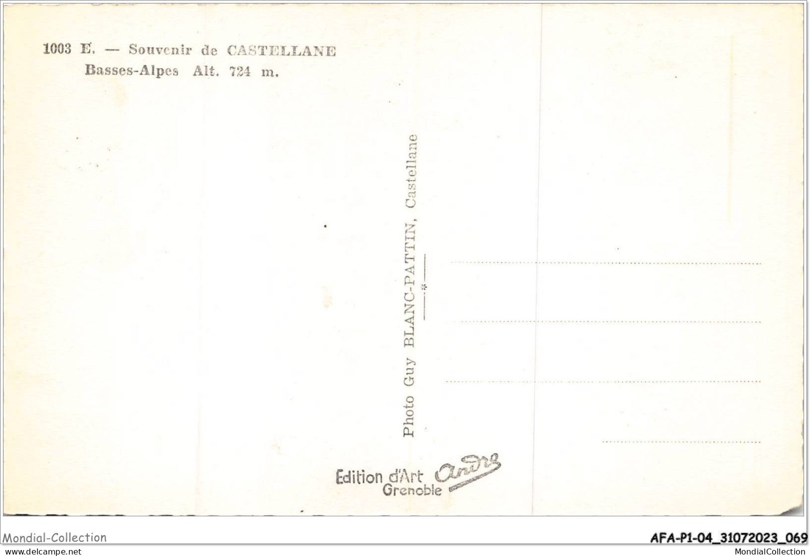 AFAP1-04-0035 - Souvenir De CASTELLANE  - Castellane