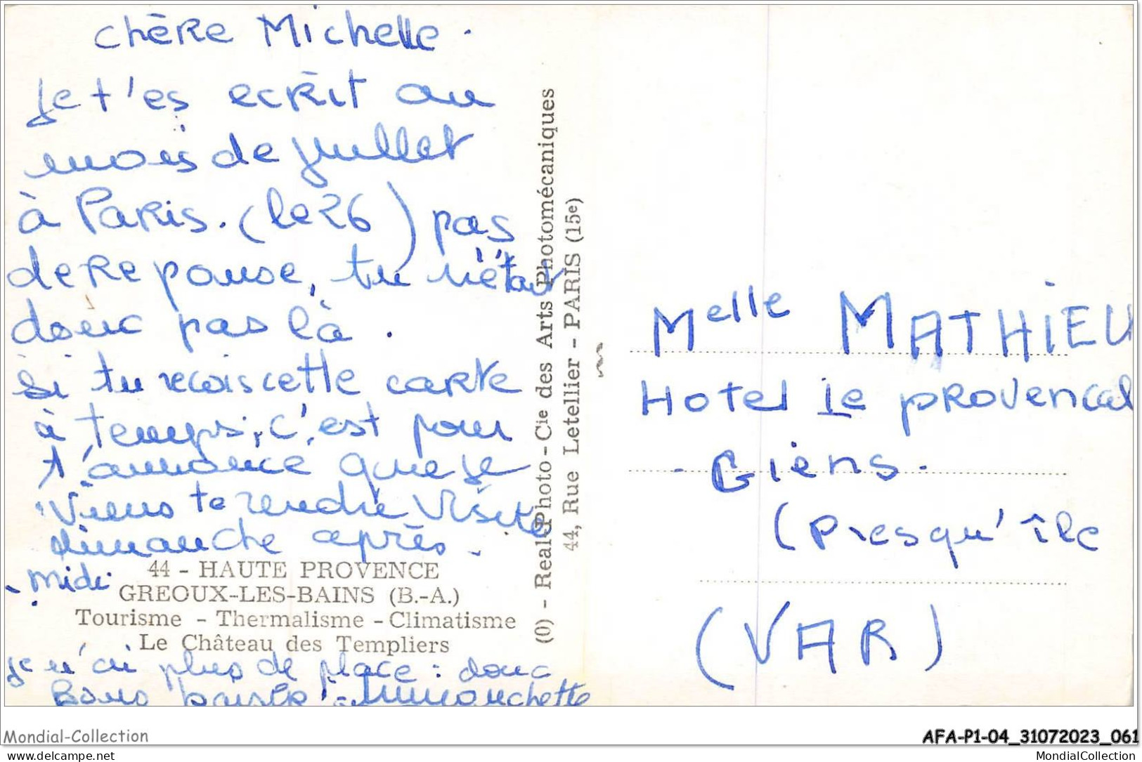 AFAP1-04-0031 - GREOUX-LES-BAINS - Tourisme - Thermalisme - Climatisme - Le Château Des Templiers - Gréoux-les-Bains