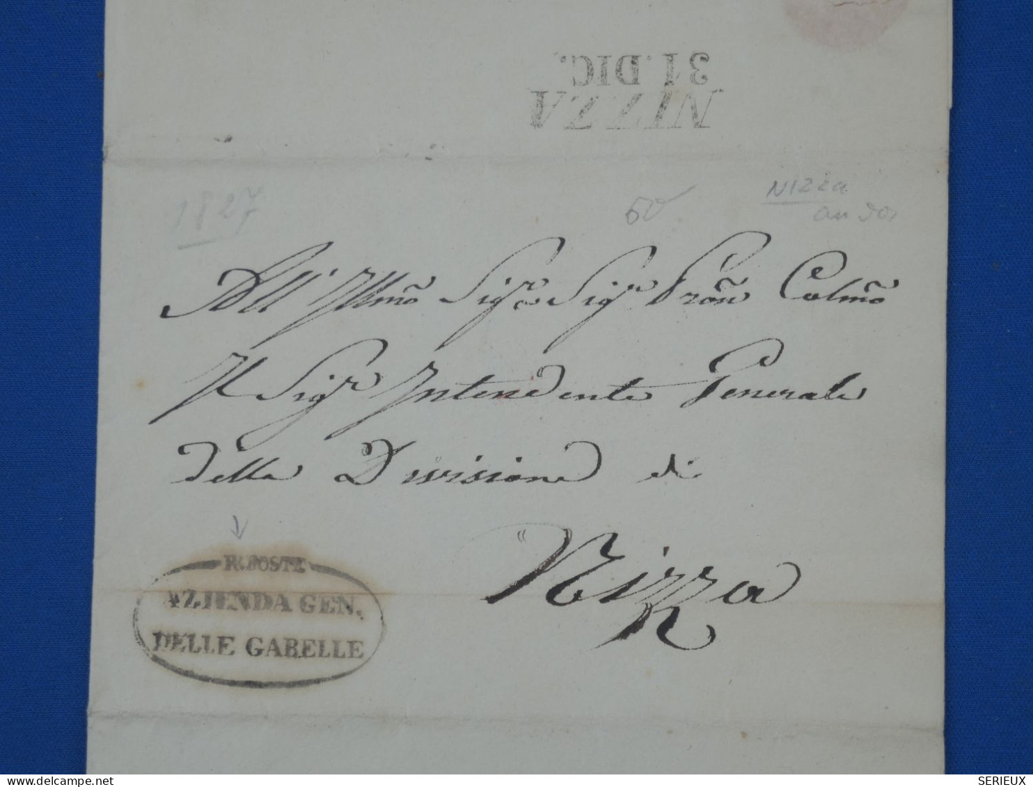 DP2 ETAT SARDE FRANCE  LETTRE  31 DEC.1827 NIZZA  ++AFF. INTERESSANT++ - Sardinien