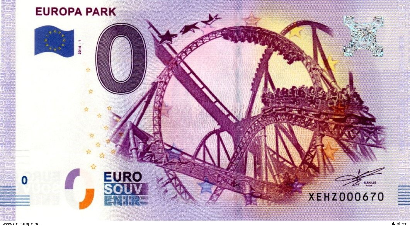 Billet Touristique - 0 Euro - Allemagne - Europa Park (2016-1) - Private Proofs / Unofficial