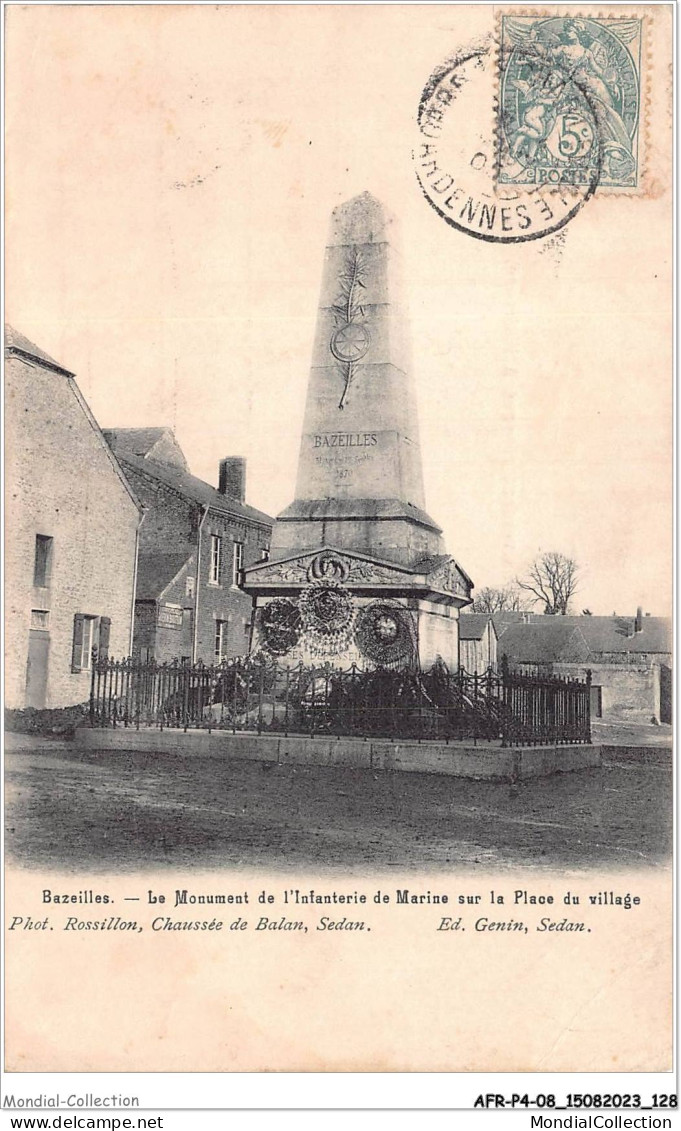 AFRP4-08-0312 - BAZEILLES - Le Monument De L'infanterie De Marine Sur La Place Du Village - Sedan