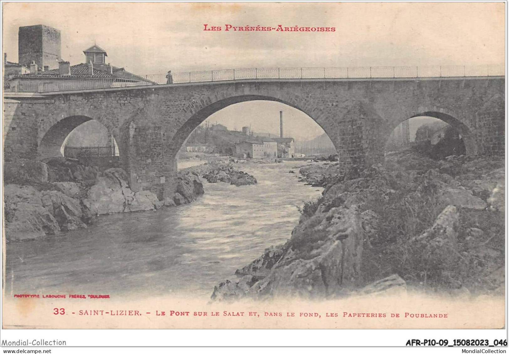 AFRP10-09-0910 - ST-LIZIER - Le Pont Sur Le Salat Et - Dans Le Fond - Les Papeteries De Poublande - Saint Girons