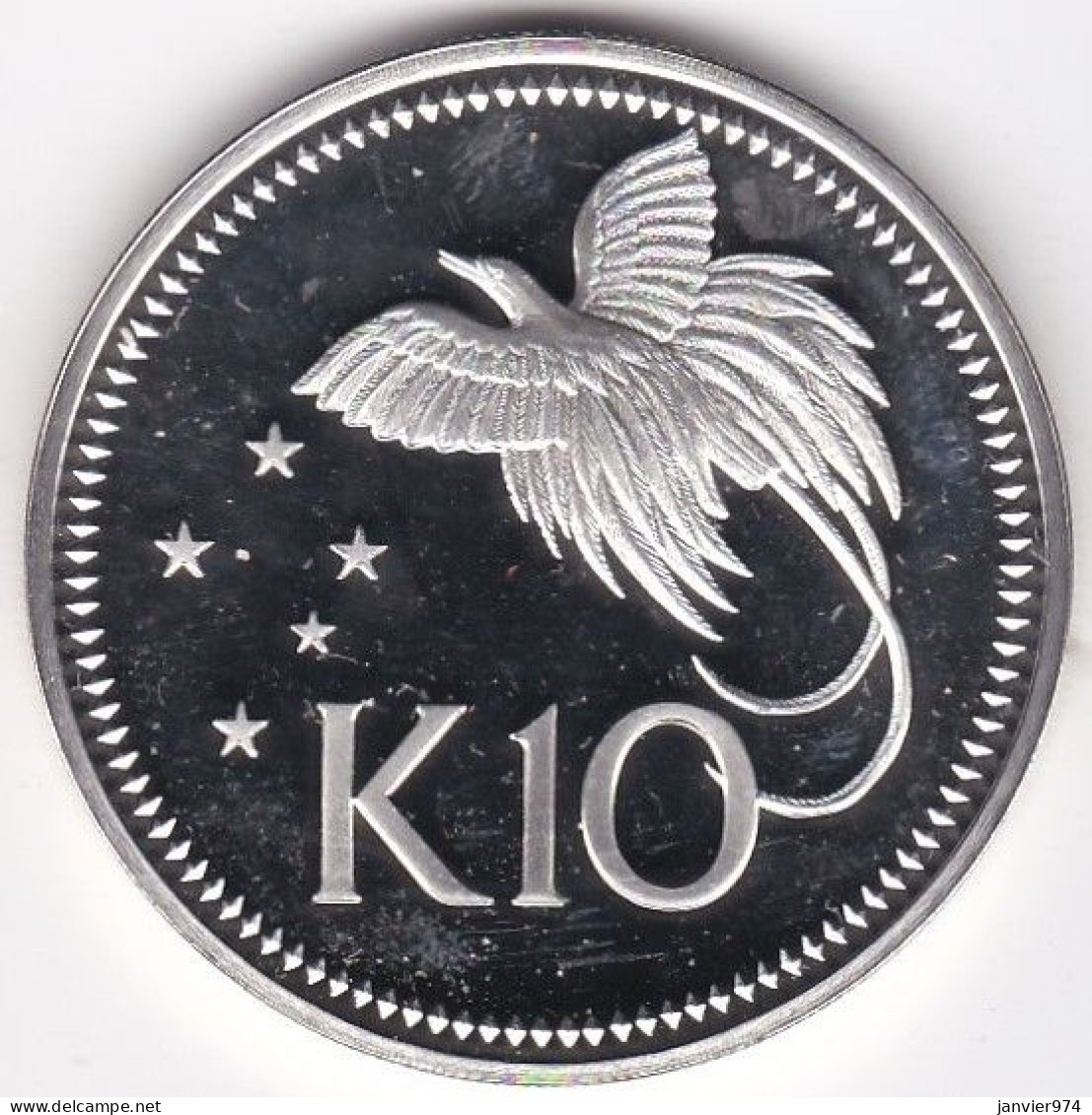 Papua New Guinea, 10 Kina 1975 Proof, Oiseau Du Paradis‎, En Argent, KM# 8a, FDC - Papuasia Nuova Guinea