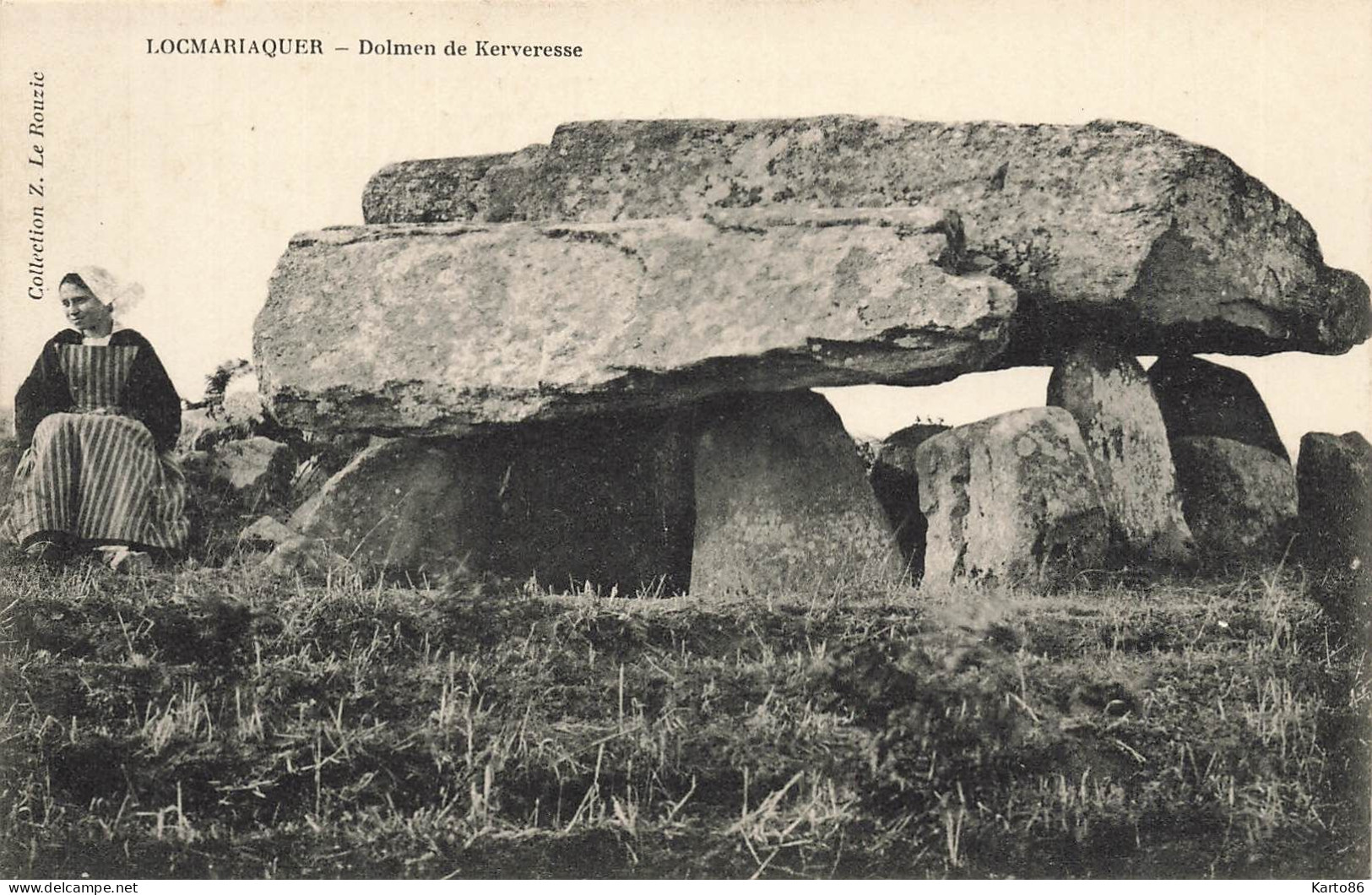 Locmariaquer * Dolmen De Kerveresse * éditeur Z. Le Rouzic * Villageois Femme Coiffe - Locmariaquer