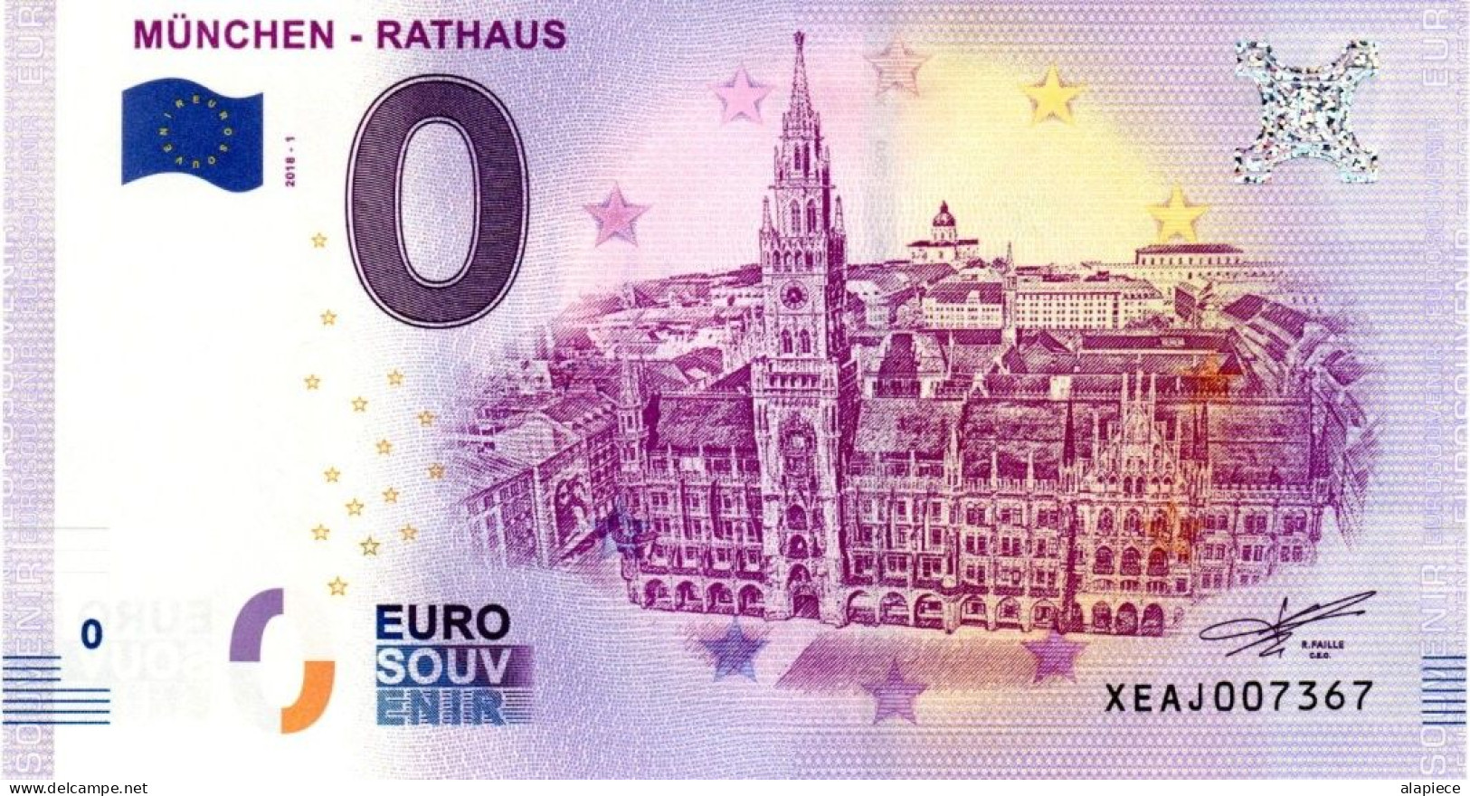 Billet Touristique - 0 Euro - Allemagne - München - Rathaus (2018-1) - Essais Privés / Non-officiels