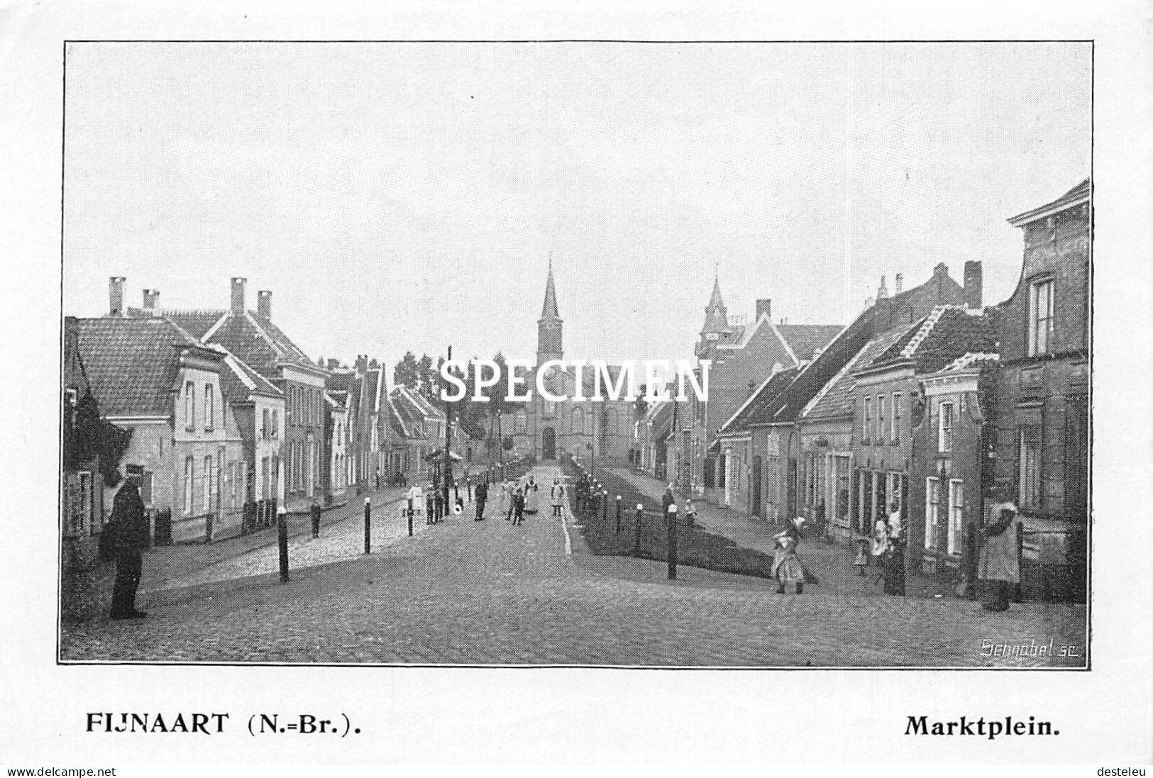 Prent - Marktplein - Fijnaart  - 8.5x12.5 Cm - Other & Unclassified