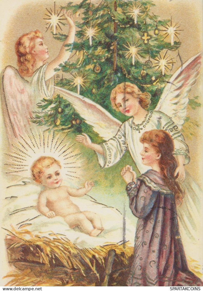 ANGELO Buon Anno Natale Vintage Cartolina CPSM #PAH470.A - Anges