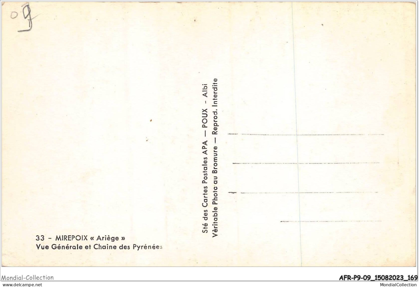 AFRP9-09-0853 - MIREPOIX - Ariège - Vue Générale Et Chaine Des Pyrénées - Pamiers