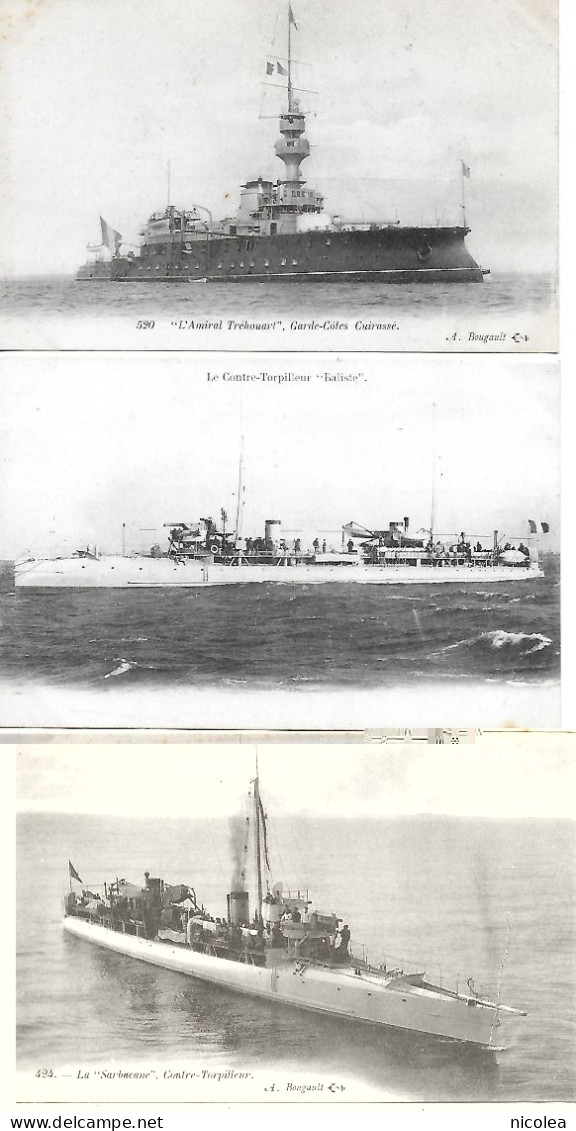 CHERBOURG MARINE DE GUERRE L'AMIRAL TREHOUART LA SARBACANE LE BALISTE LOT CPA NON POSTEE PARFAIT ETAT - Guerra