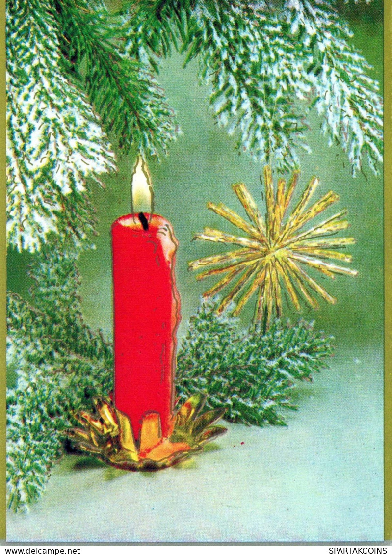 Feliz Año Navidad VELA Vintage Tarjeta Postal CPSM #PAV383.A - Nouvel An