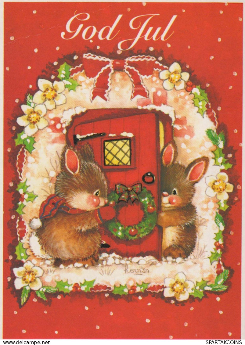 Feliz Año Navidad CONEJO Vintage Tarjeta Postal CPSM #PAV263.A - Nouvel An