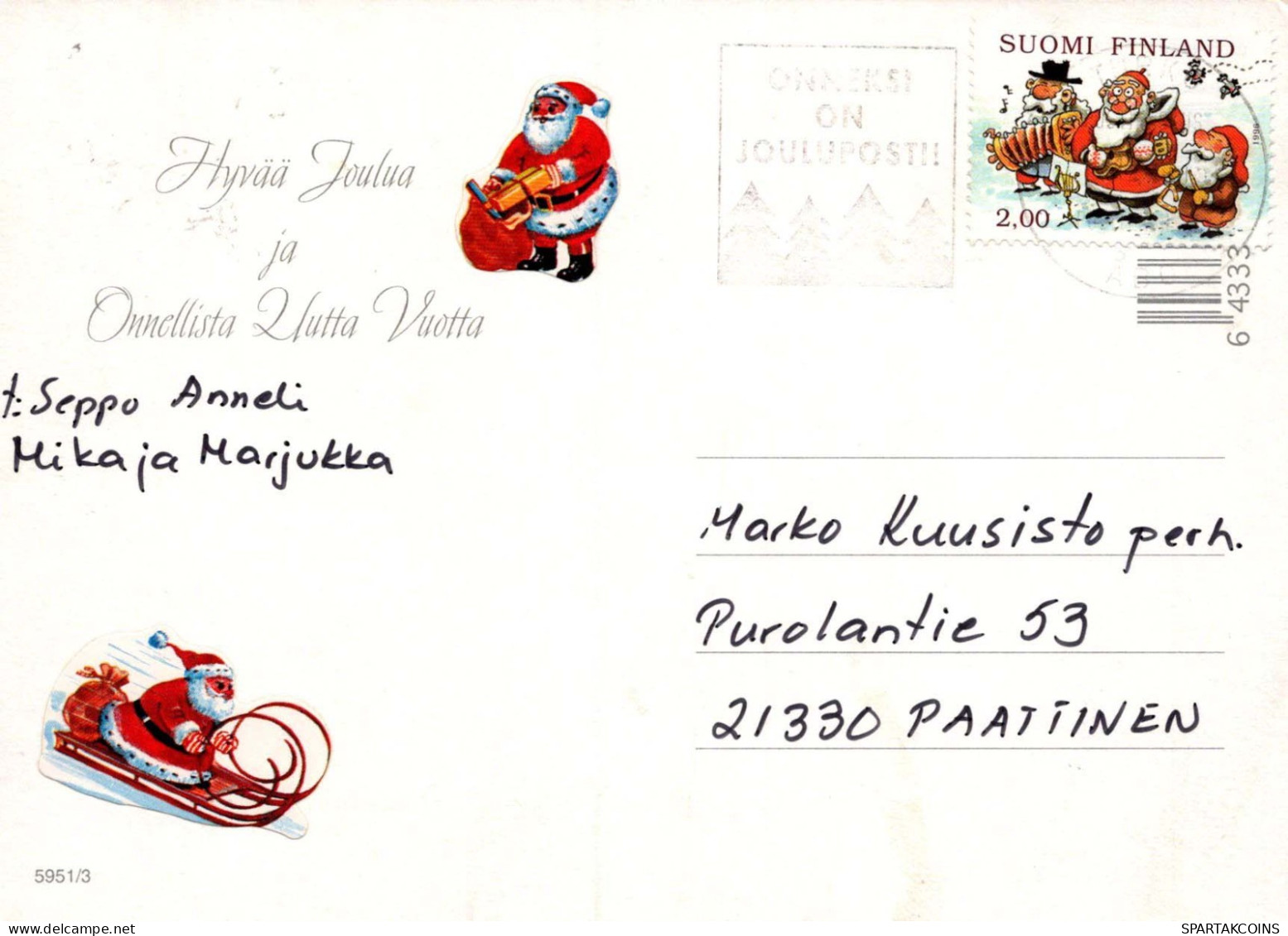 Bonne Année Noël LAPIN Vintage Carte Postale CPSM #PAV260.A - Nouvel An