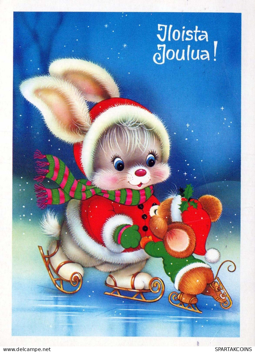 Neujahr Weihnachten KANINCHEN Vintage Ansichtskarte Postkarte CPSM #PAV091.A - Nouvel An