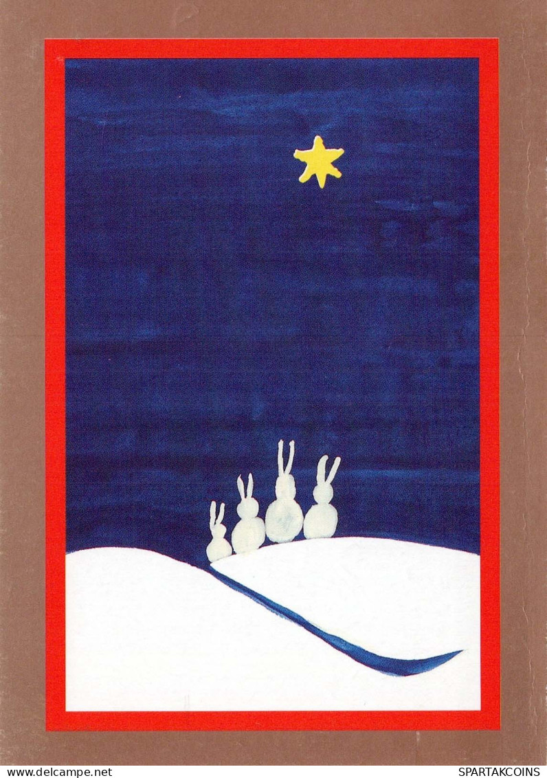 Bonne Année Noël LAPIN Vintage Carte Postale CPSM #PAV090.A - Nouvel An