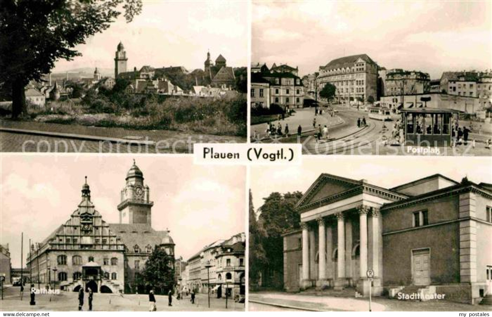 72634188 Plauen Vogtland Teilansicht Rathaus Stadttheater Postplatz Plauen - Other & Unclassified