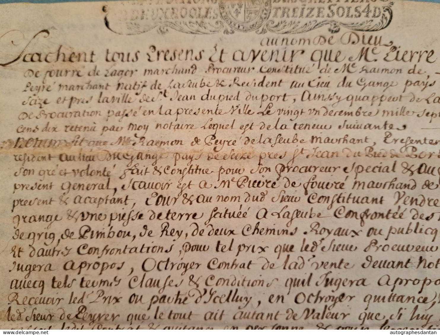 ● PARCHEMIN 1711 Pierre De Fourré LAGOR Lasseube Saint Jean Pied De Port - Peyré Begorrat Oloron Toulet Basses Pyrénées - Cachets Généralité