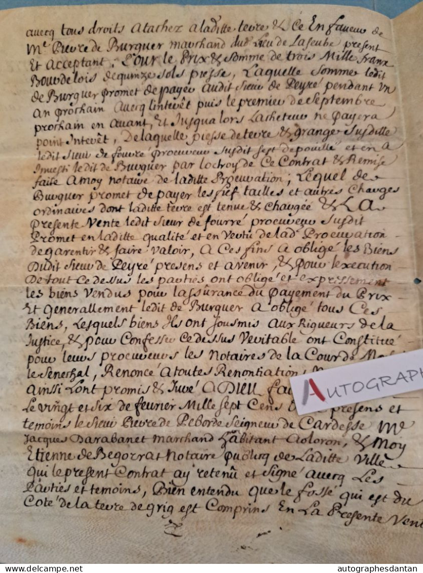 ● PARCHEMIN 1711 Pierre De Fourré LAGOR Lasseube Saint Jean Pied De Port - Peyré Begorrat Oloron Toulet Basses Pyrénées - Algemene Zegels
