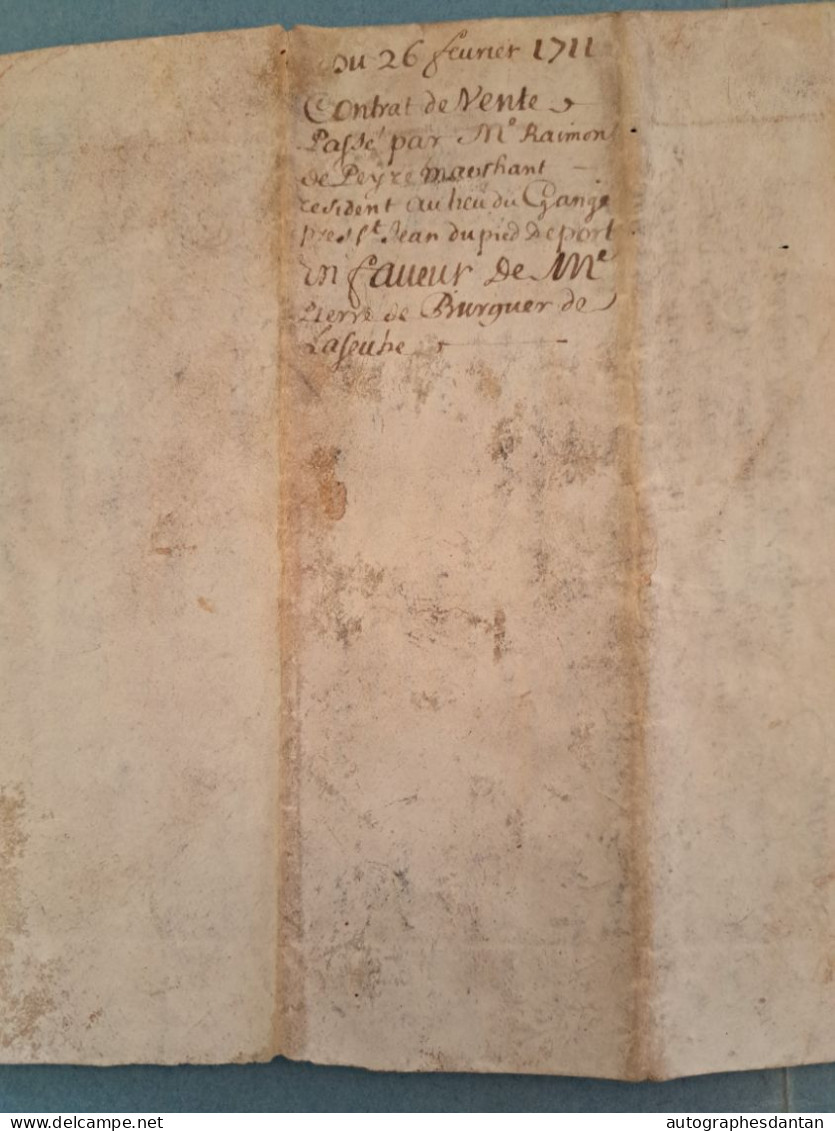 ● PARCHEMIN 1711 Pierre De Fourré LAGOR Lasseube Saint Jean Pied De Port - Peyré Begorrat Oloron Toulet Basses Pyrénées - Algemene Zegels