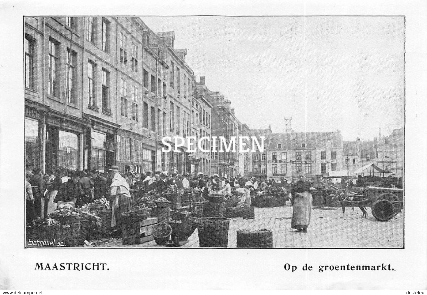 Prent - Op De Groentenmarkt - Maastricht - 8.5x12.5 Cm - Maastricht