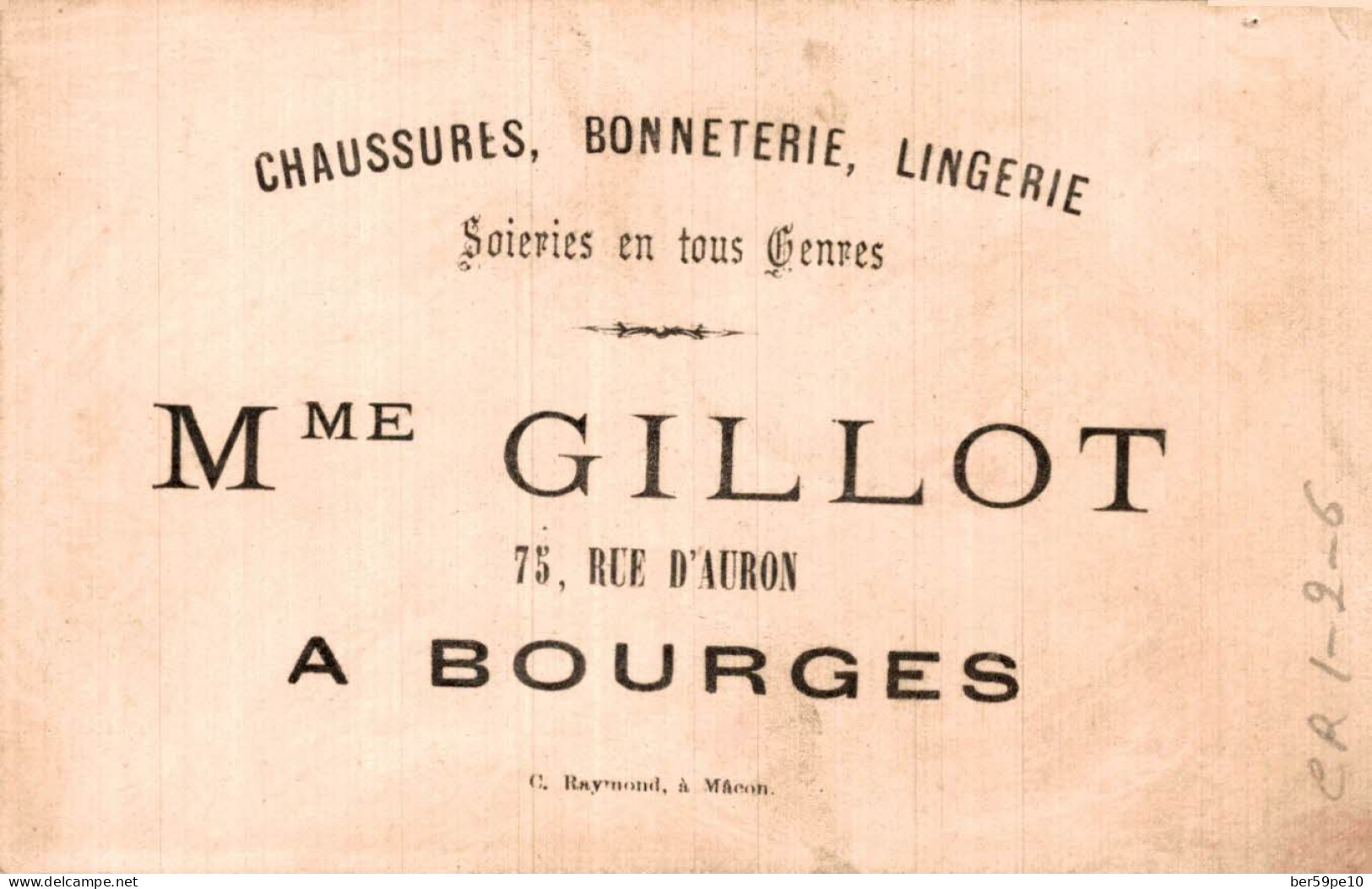 CHROMO CHAUSSURES BONNETERIE Mme GILLOT A BOURGES AMETHISTE - Autres & Non Classés