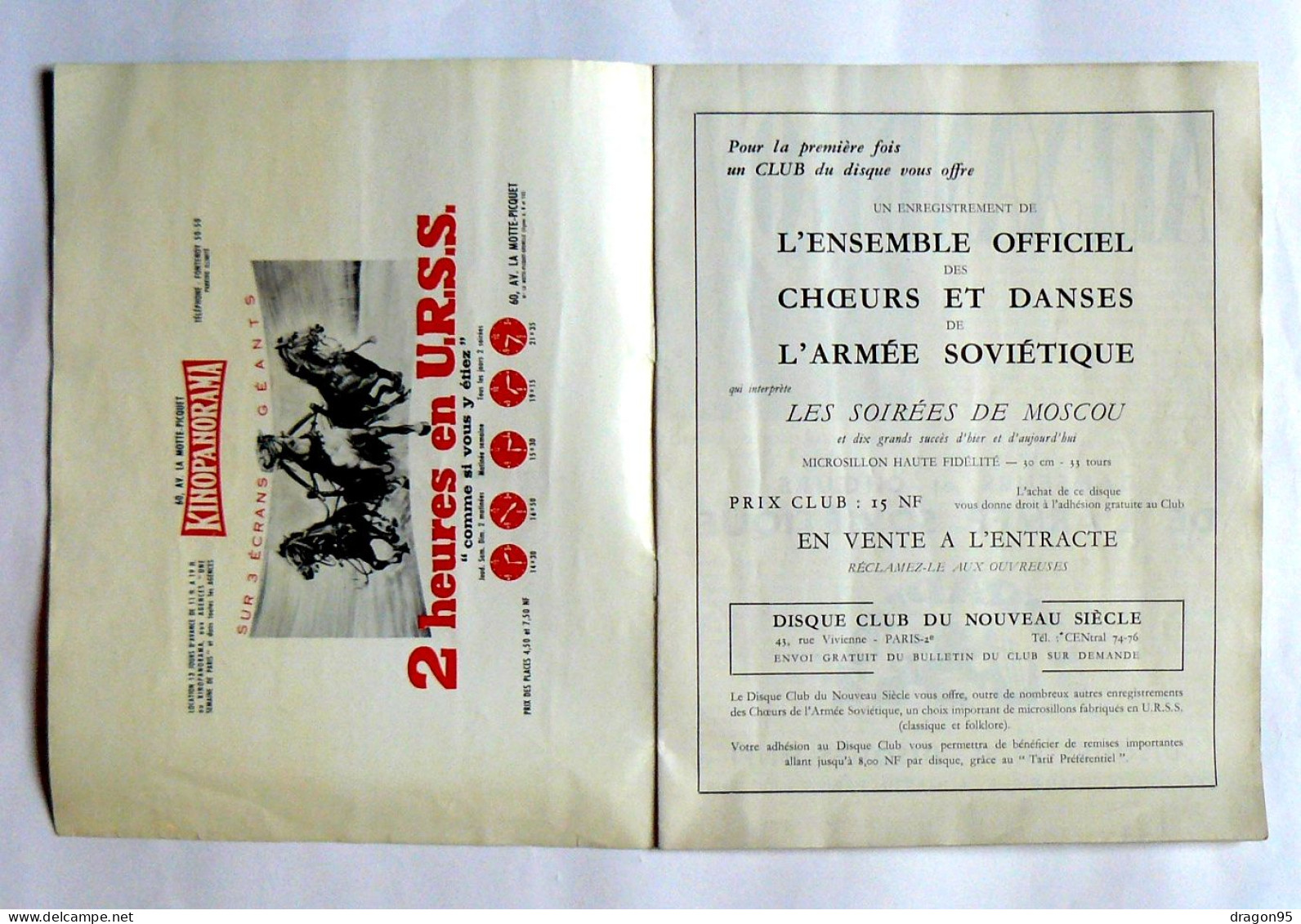 Programme Début 20e Siècle : Choeurs Et Danses De L'armée Soviétique - Palais Des Sports - Programs