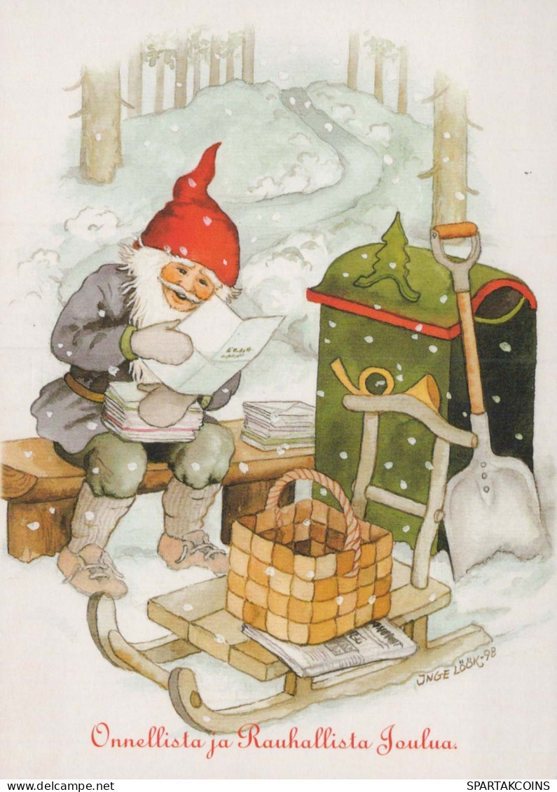 SANTA CLAUS Happy New Year Christmas GNOME Vintage Postcard CPSM #PBL608.A - Santa Claus