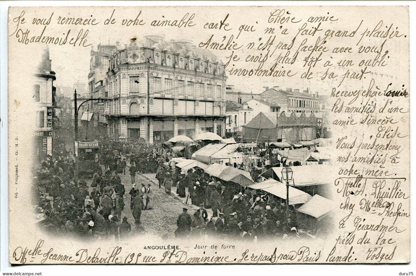 Pionnière Nuage Dos Simple Voyagé 1902 * ANGOULÊME Jour De Foire * Edit. Tongimed Cliché M.D. - Angouleme