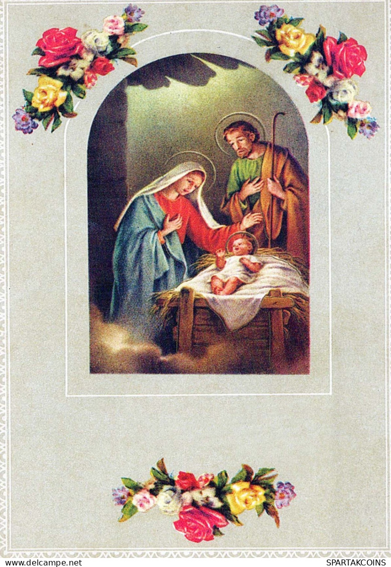 Vergine Maria Madonna Gesù Bambino Natale Religione Vintage Cartolina CPSM #PBB934.A - Virgen Mary & Madonnas