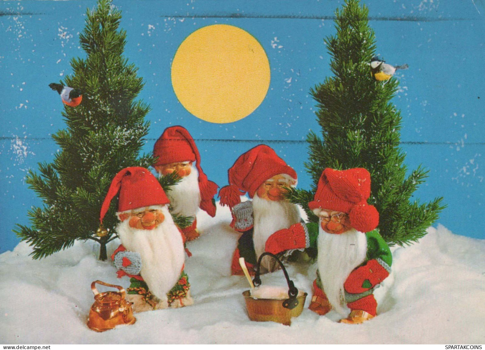 BABBO NATALE Buon Anno Natale GNOME Vintage Cartolina CPSM #PBB014.A - Santa Claus
