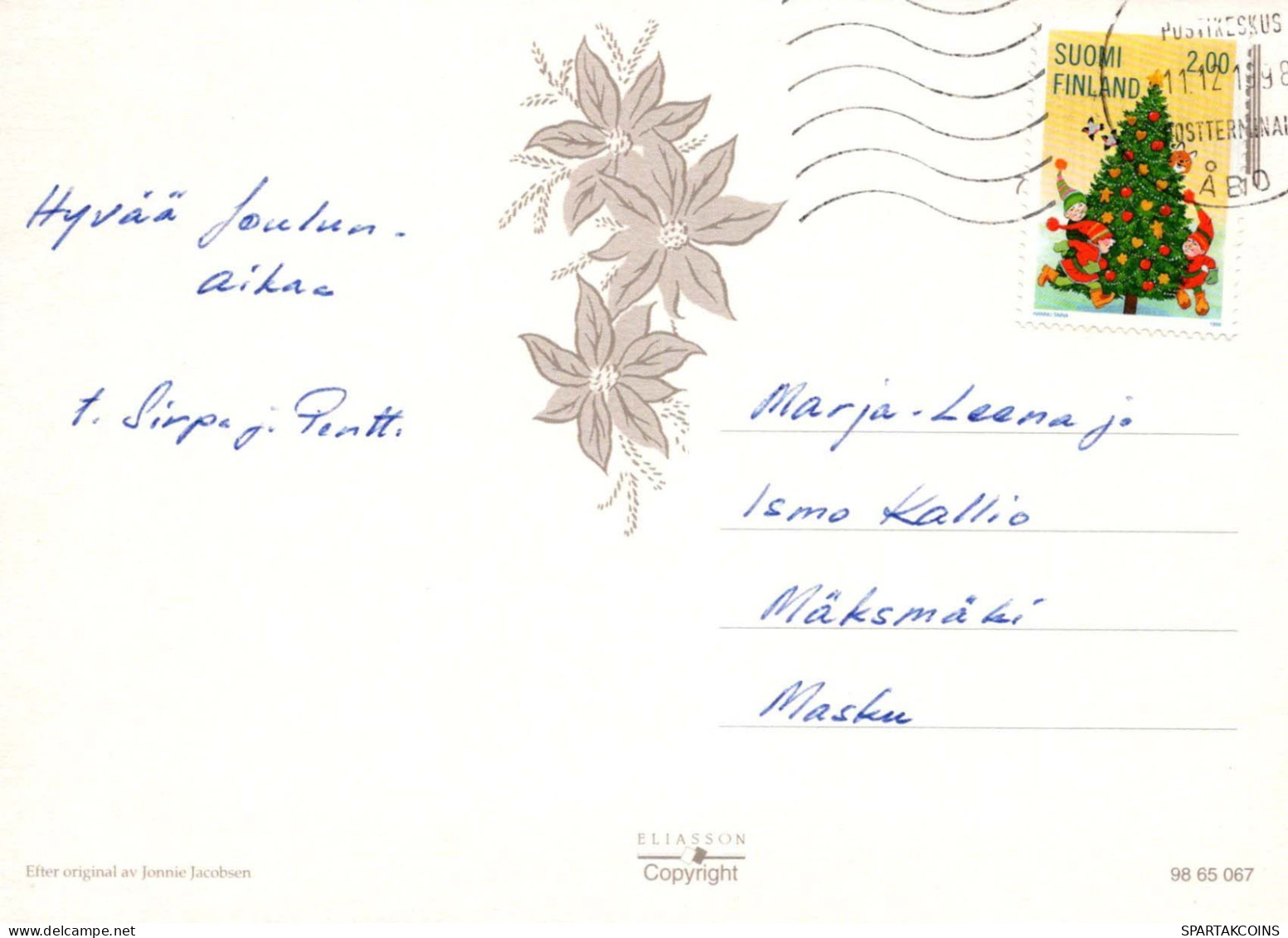 PÈRE NOËL Bonne Année Noël GNOME Vintage Carte Postale CPSM #PBA969.A - Santa Claus
