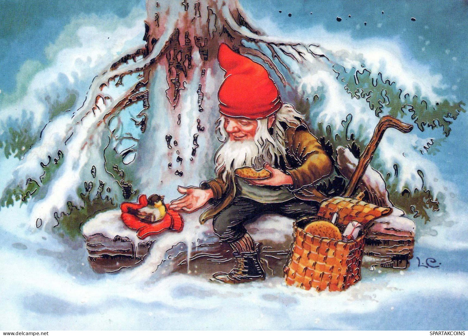 SANTA CLAUS Happy New Year Christmas GNOME Vintage Postcard CPSM #PBA746.A - Santa Claus