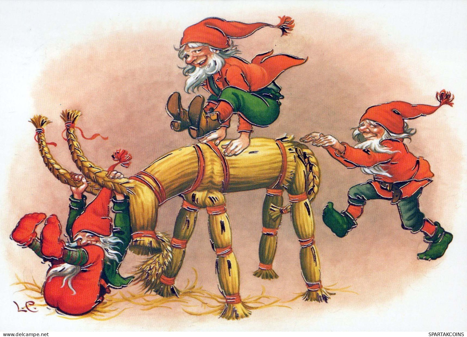 BABBO NATALE Buon Anno Natale GNOME Vintage Cartolina CPSM #PBA708.A - Santa Claus