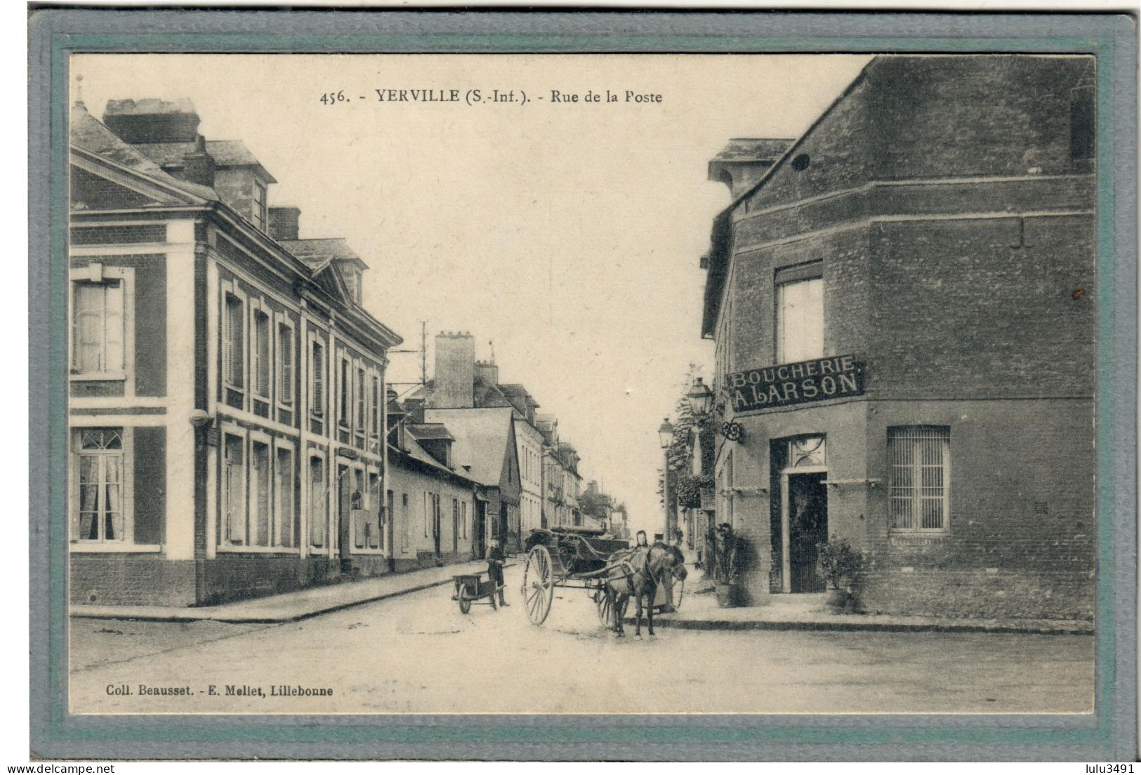 CPA (76) YERVILLE- Aspect De La Boucherie Larson à L'angle De La Rue De La Poste En 1910 - Yerville