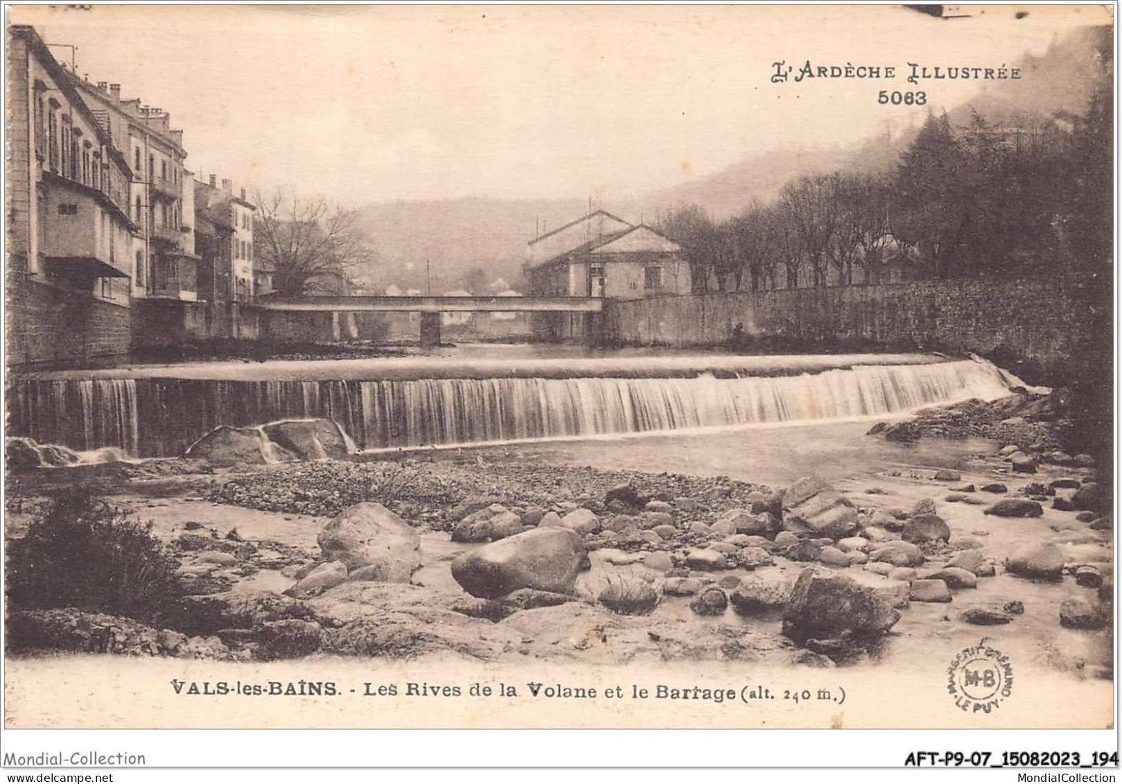 AFTP9-07-0919 - VALS-LES-BAINS - Les Rives De La Volane Et Le Barrage - Vals Les Bains