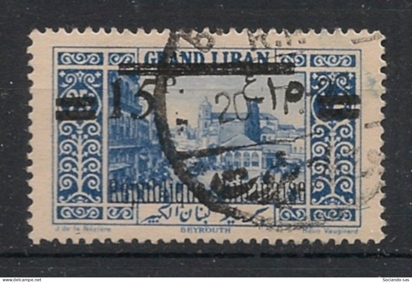 GRAND LIBAN - 1927 - N°YT. 96 - Beyrouth 15pi Sur 25pi Bleu - Oblitéré / Used - Gebraucht