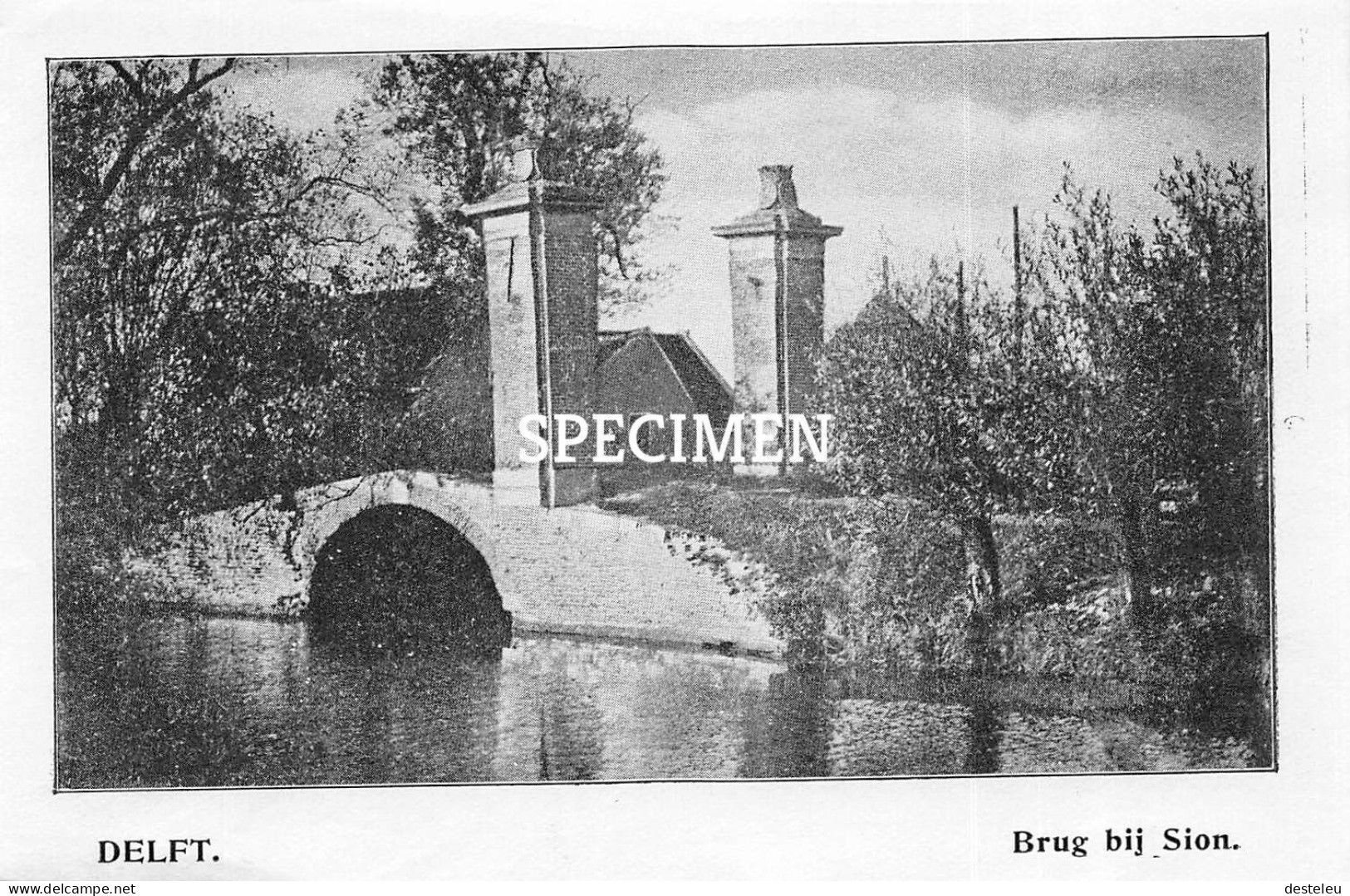 Prent - Brug Bij Sion - Delft  - 8.5x12.5 Cm - Delft