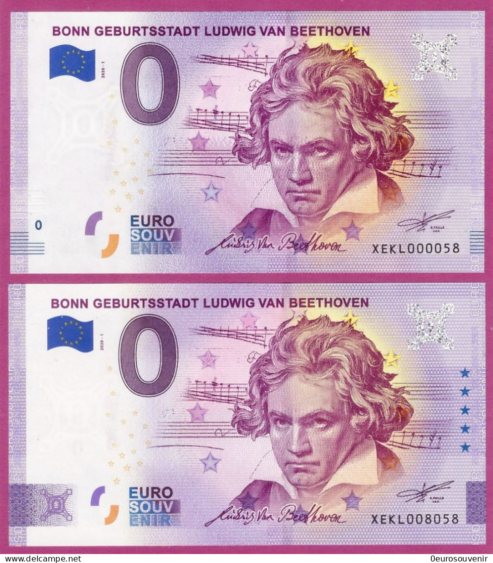 0-Euro XEKL 2020-1 BONN GEBURTSSTADT LUDWIG VAN BEETHOVEN Set NORMAL+ANNIVERSARY - Private Proofs / Unofficial