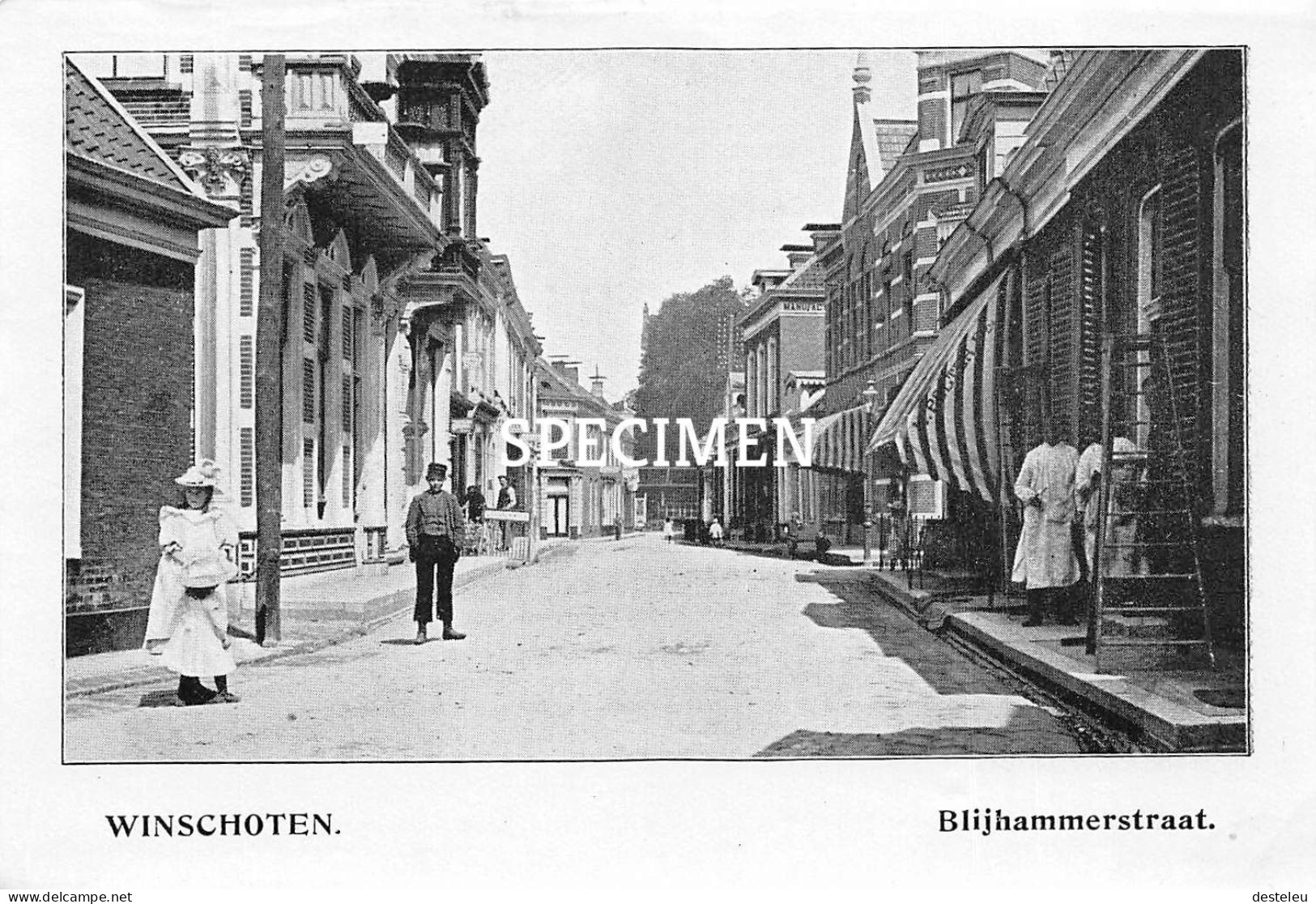 Prent - Blijhammerstraat - Winschoten  - 8.5x12.5 Cm - Winschoten