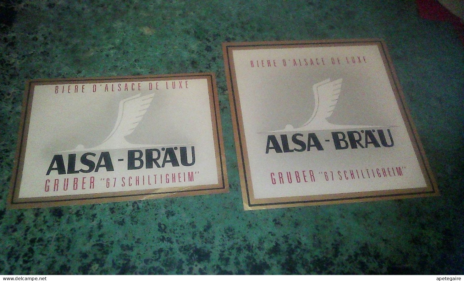 Schiltigheim Etiquettes De Bière D'Alsace De Luxe Alsa Brau  Lot De 2 Différentes Brasserie Gruber - Bière