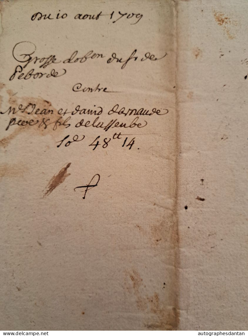 ● Généralité De PAU 1709 Bordes / Lasseube - Darnaude - De ? Bourgeois Et Marchanf D'Oloron - Begorrat - Basses Pyrénées - Cachets Généralité