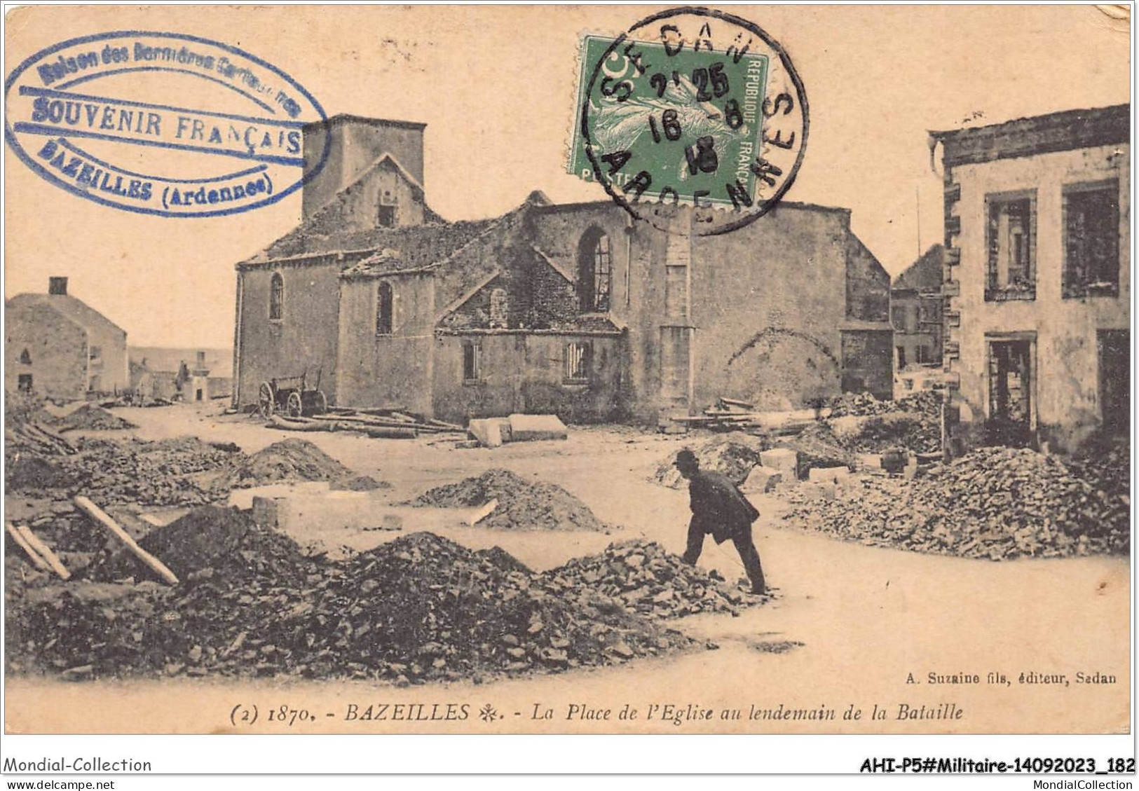 AHIP5-0531 - BAZEILLES - La Place De L'église Au Lendemain De La Bataille - Sonstige & Ohne Zuordnung