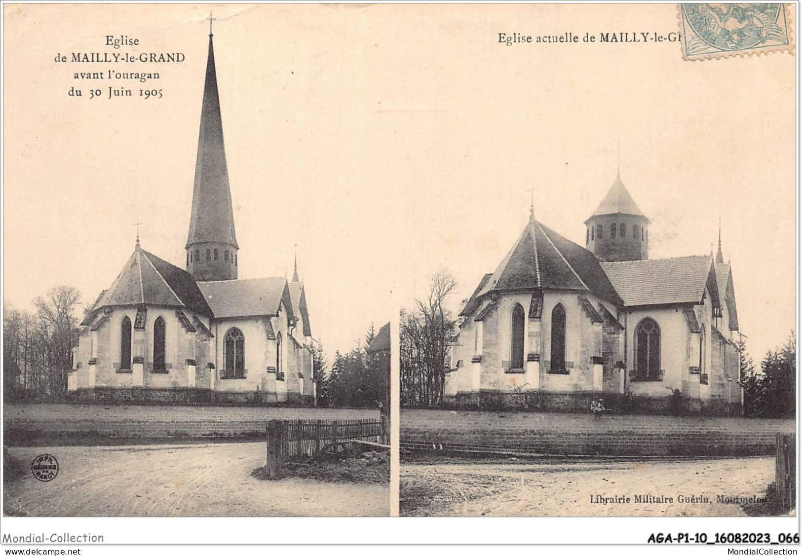 AGAP1-10-0034 - église De  MAILLY-LE-GRAND Avant L'ouragan Du 30 Juin 1905 - église Actuelle De Mailly-le-grand  - Mailly-le-Camp