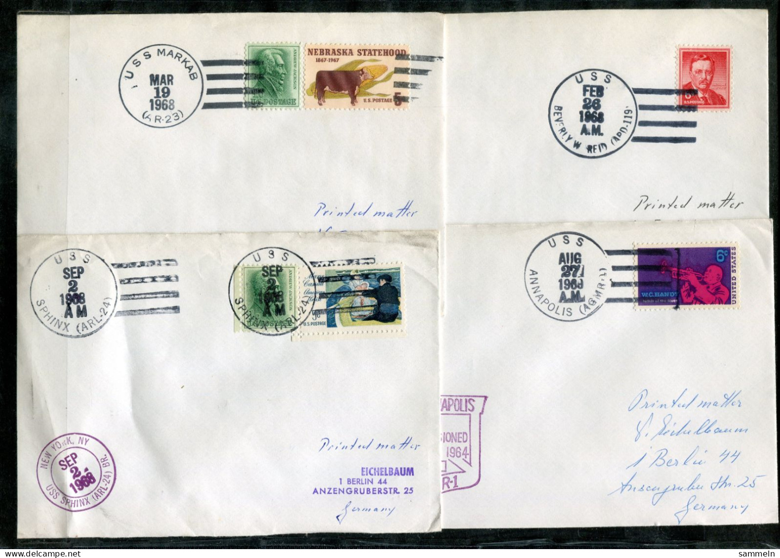 USA Schiffspost, Navire, Paquebot, Ship Letter, USS Markab, Sphinx, Annapolis, Beverly W. Reid - Poststempel