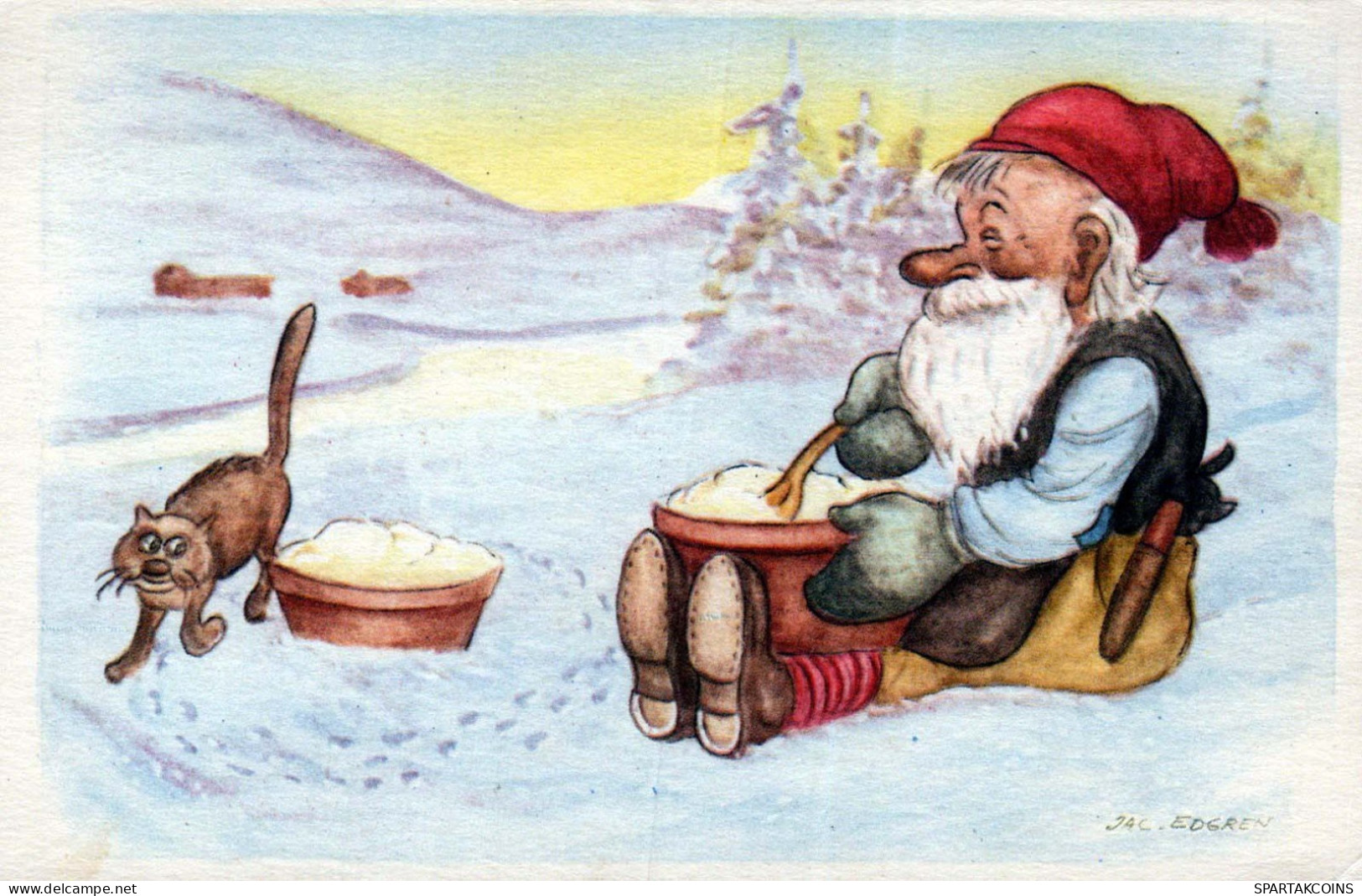 PAPÁ NOEL Feliz Año Navidad GNOMO Vintage Tarjeta Postal CPA #PKE012.A - Santa Claus