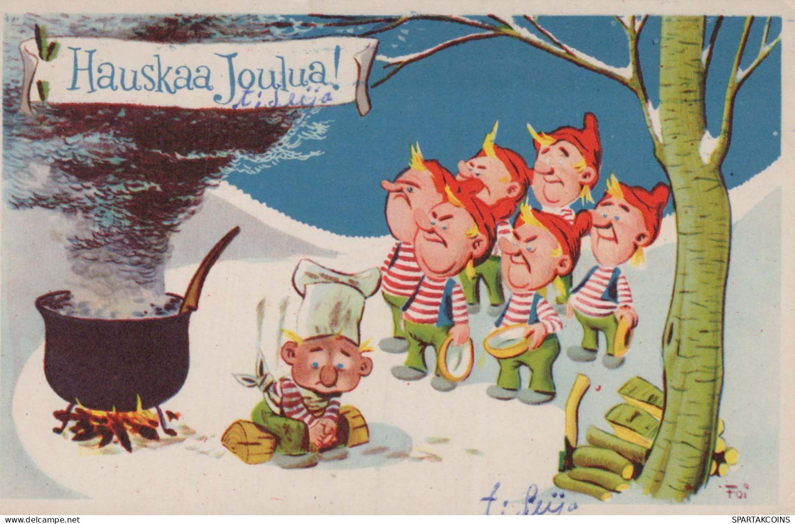 BABBO NATALE Buon Anno Natale GNOME Vintage Cartolina CPA #PKE003.A - Santa Claus