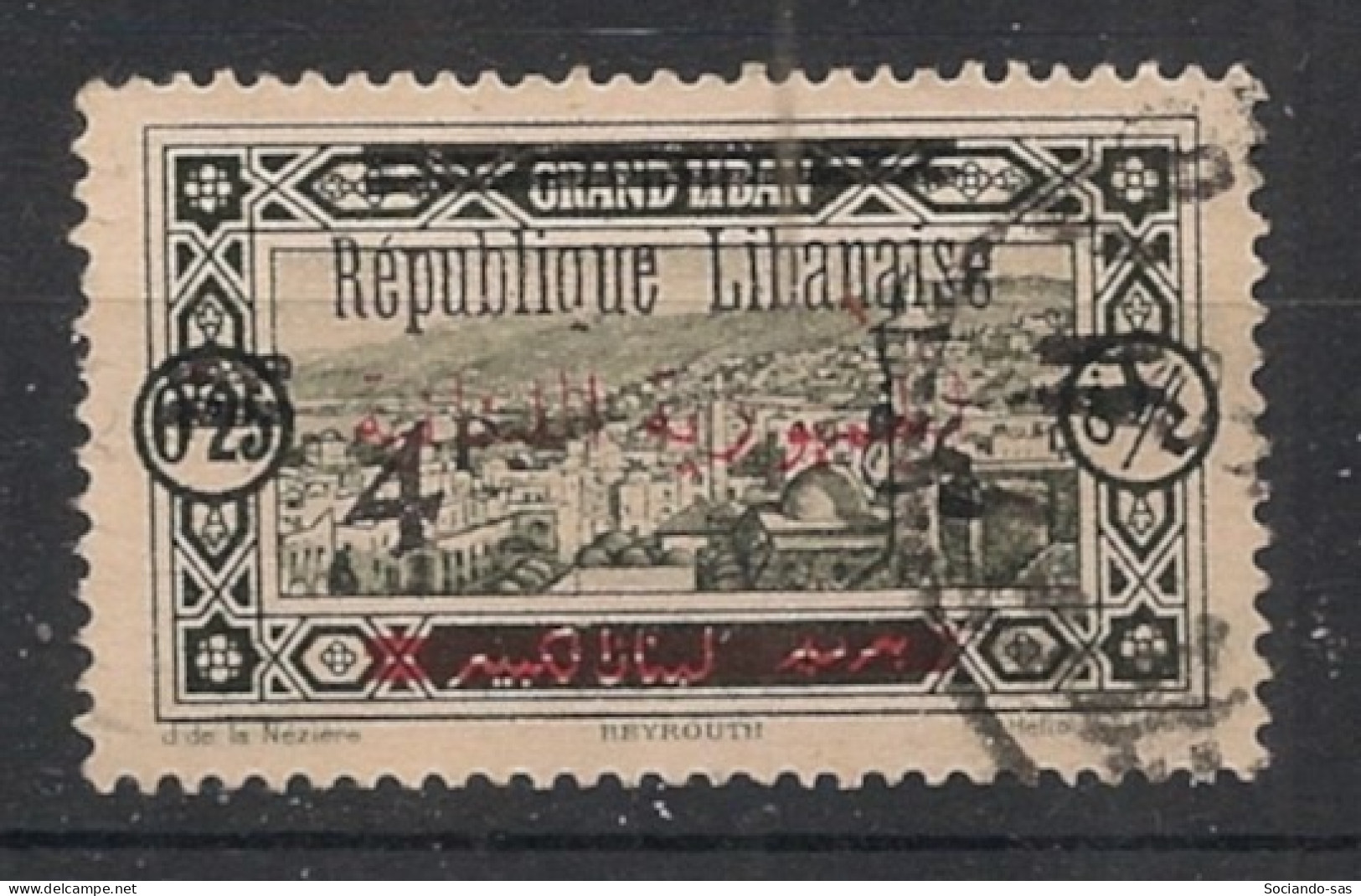 GRAND LIBAN - 1928 - N°YT. 104 - Beyrouth 4pi Sur 0pi25 Vert-noir - Oblitéré / Used - Used Stamps