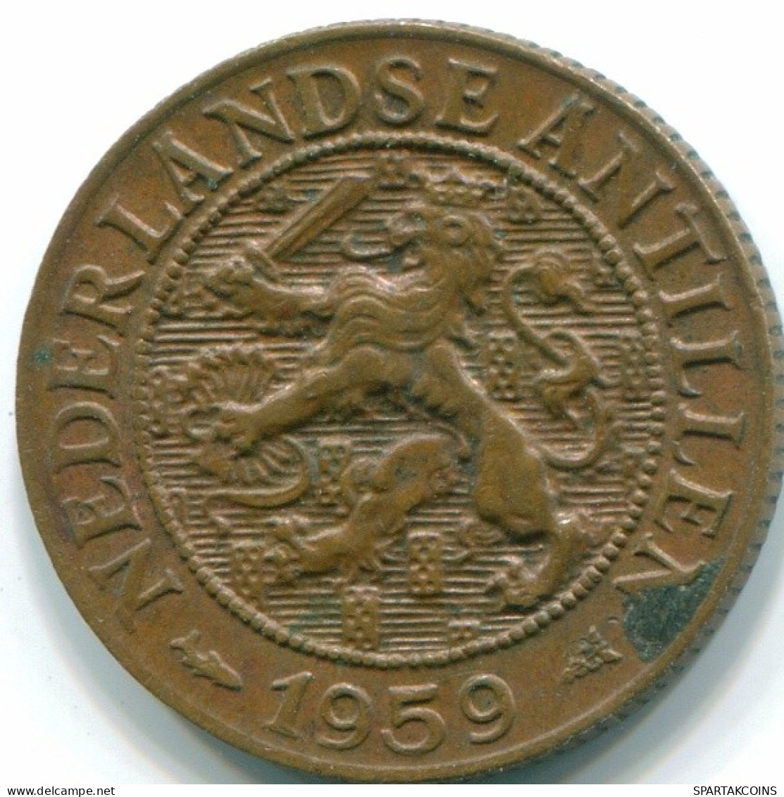 1 CENT 1959 NETHERLANDS ANTILLES Bronze Fish Colonial Coin #S11054.U.A - Antilles Néerlandaises