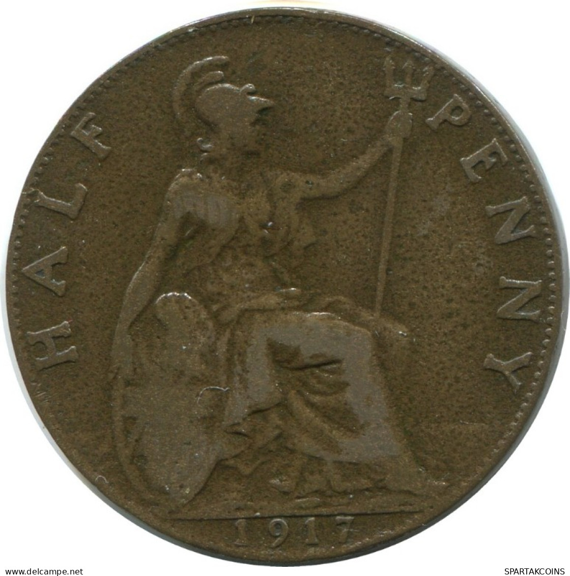 HALF PENNY 1917 UK GROßBRITANNIEN GREAT BRITAIN Münze #AG795.1.D.A - C. 1/2 Penny
