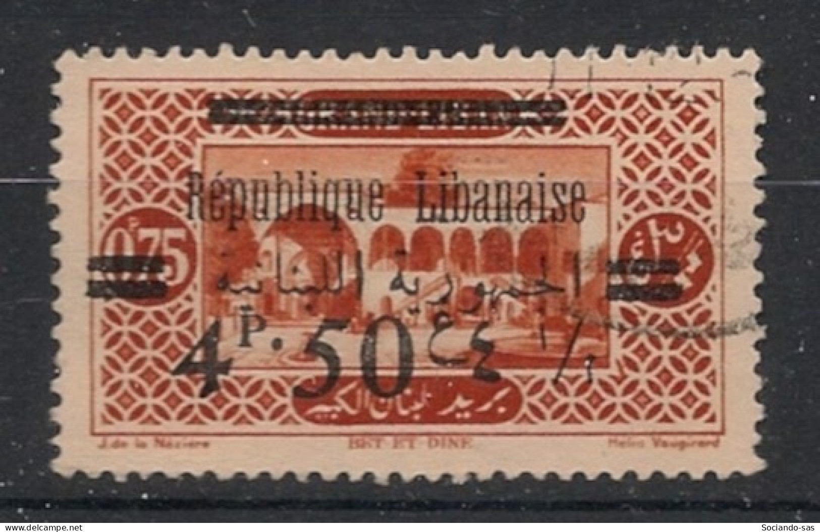 GRAND LIBAN - 1928 - N°YT. 105 - Bet Et Dine 4pi50 Sur 0pi75 Rouge - Oblitéré / Used - Oblitérés