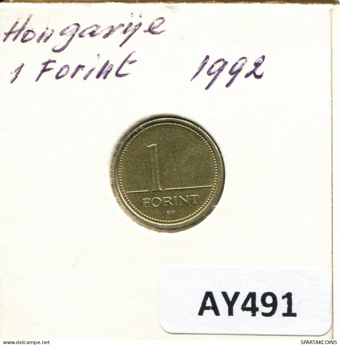 1 FORINT 1992 HUNGRÍA HUNGARY Moneda #AY491.E.A - Hongrie